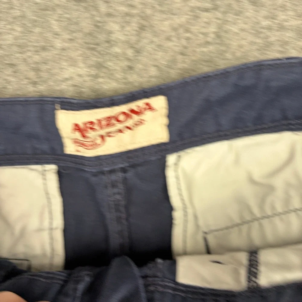Y2K Arizona Jean Co Shorts Mens 31 Navy Blue Chino Flat Front Surf Casual Cotton
